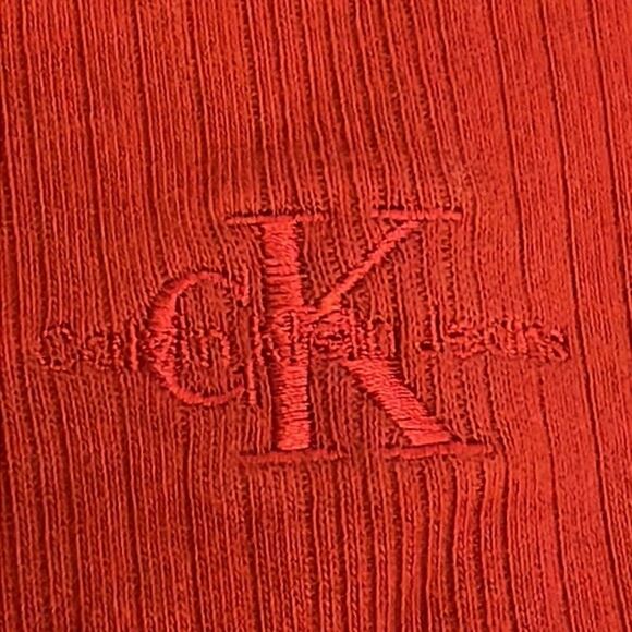 Calvin Klein Vintage Red Knit Shirt Mens Size XXL 2X Cotton Made in USA - Picture 5 of 11